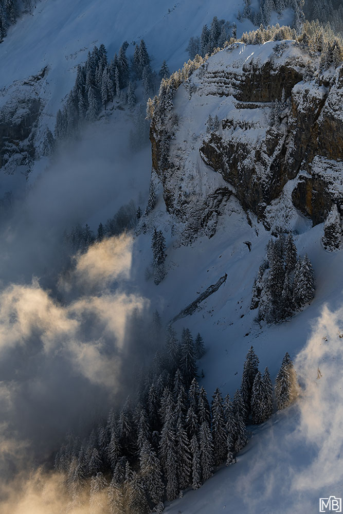 Nebel und Wolken Nebelwelle Winter Appenzellerland Alpstein St. Gallen Appenzell Ostschweiz Schweiz