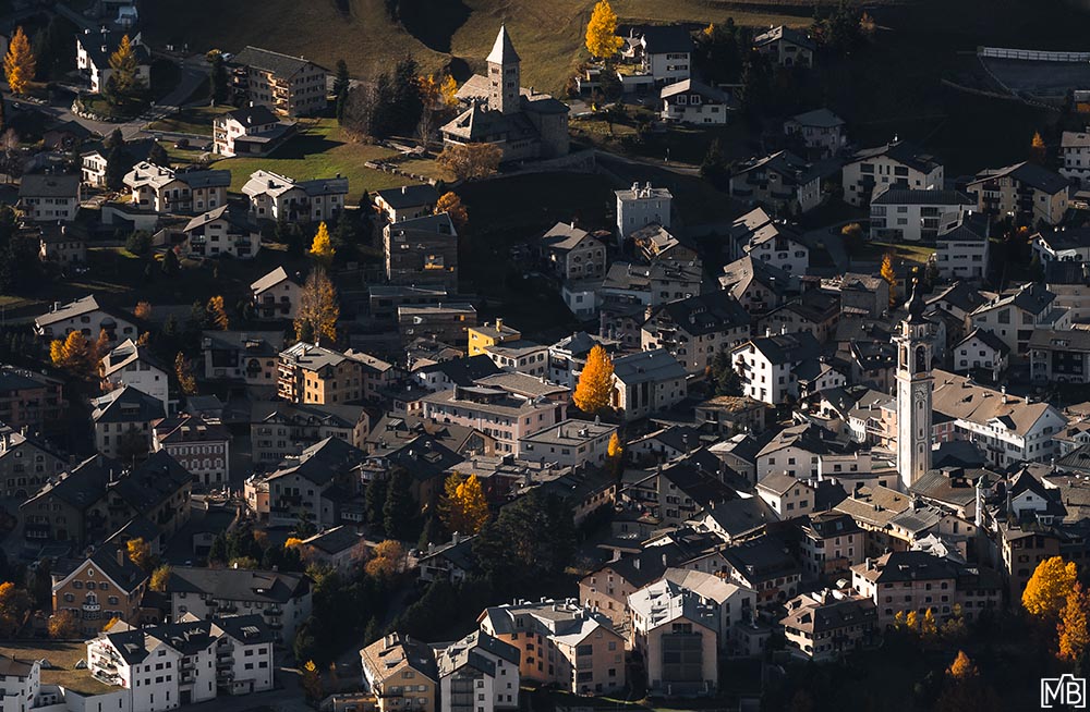 Städte und Dörfer Samedan Engadin Graubünden Schweiz